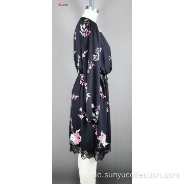 Ladies Chiffon-Blume druckte lange Kleider